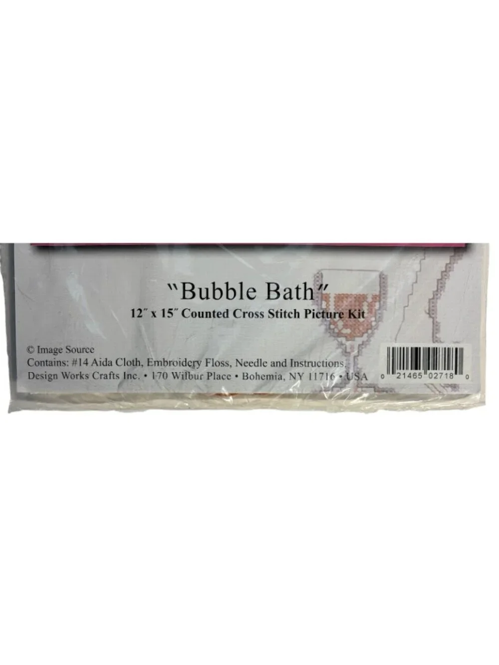 Design Works Counted Cross Stitch Bubble Bath #2718 Picture Kit 12x15 Woman Wine